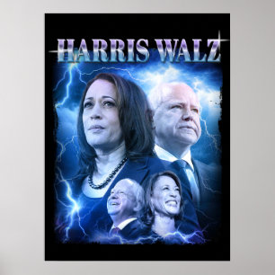Harris Walz Retro 90s Stil Poster