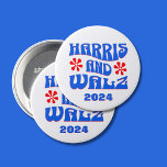 Harris & Walz Retro-blommor Knapp<br><div class="desc">Knappen Harris & Walz Retro röda blommor runt. 2024 är redigerbart.</div>
