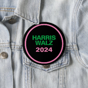 HARRIS WALZ Rosa Grönt Black Large Round Knapp