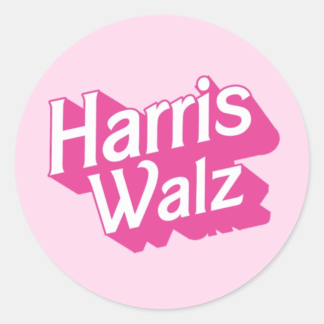 Harris Walz Rosa Runt Klistermärke (Framsida)