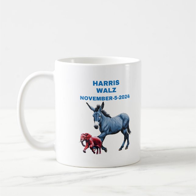 Harris/Walz, röstblått, donkey elephant, val Kaffemugg (Vänster)