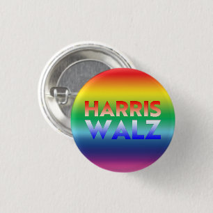 Harris Walz rött vitt blått regnbåggradientlgbt Knapp