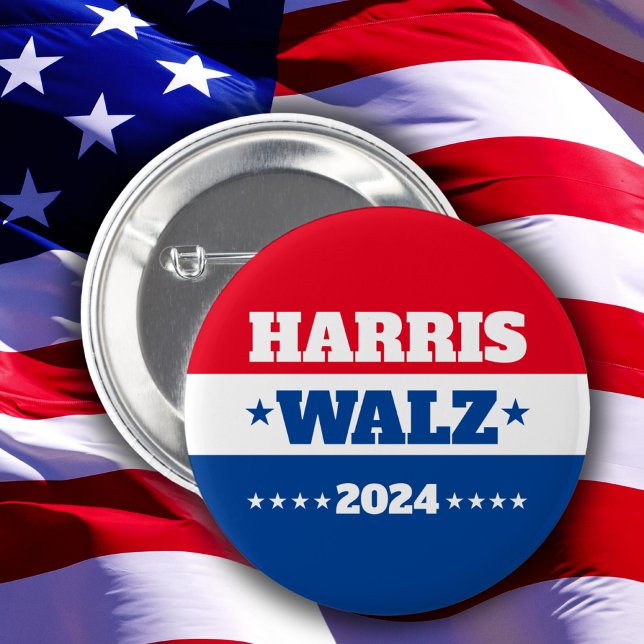 Harris Walz | Tim Walz 2024 Kampanj Blue Red Knapp (Skapare uppladdad)