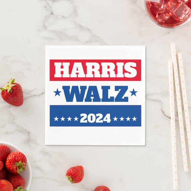 Harris Walz | Tim Walz 2024 Kampanj Blue Red Pappersservett (Insitu)