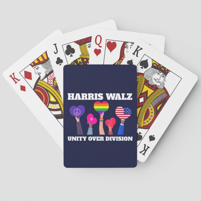 Harris Walz Unity Over Division HGBTQ Mörk blått Casinokort (Baksidan)