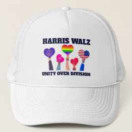 Harris Walz Unity Over Division HGBTQ Mörk blått Keps