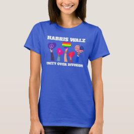 Harris Walz Unity Over Division HGBTQ Mörk blått T Shirt