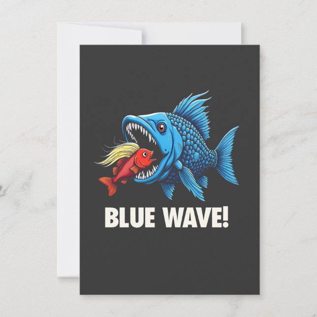 Harris Walz Valection Blue Vinkar Democrat Fish Inbjudningar (Framsida)