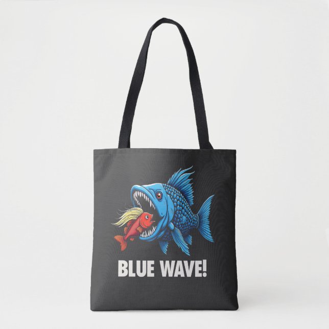 Harris Walz Valection Blue Vinkar Democrat Fish Tygkasse (Framsida)