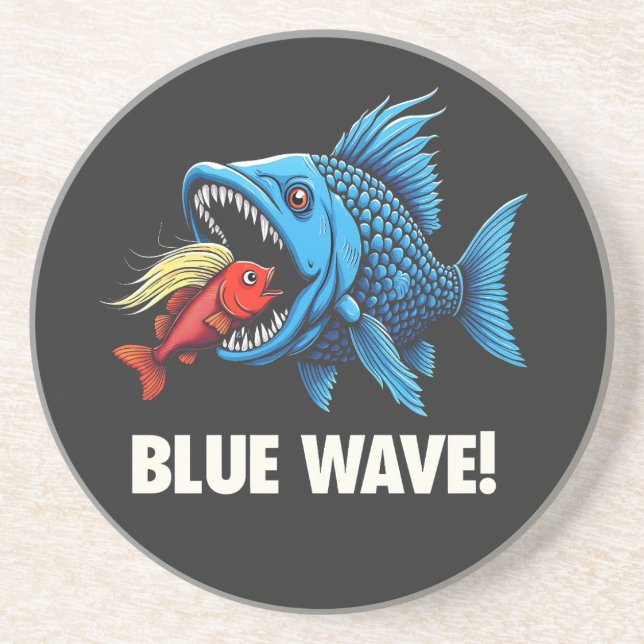 Harris Walz Valection Blue Vinkar Democrat Fish Underlägg (Framsidan)