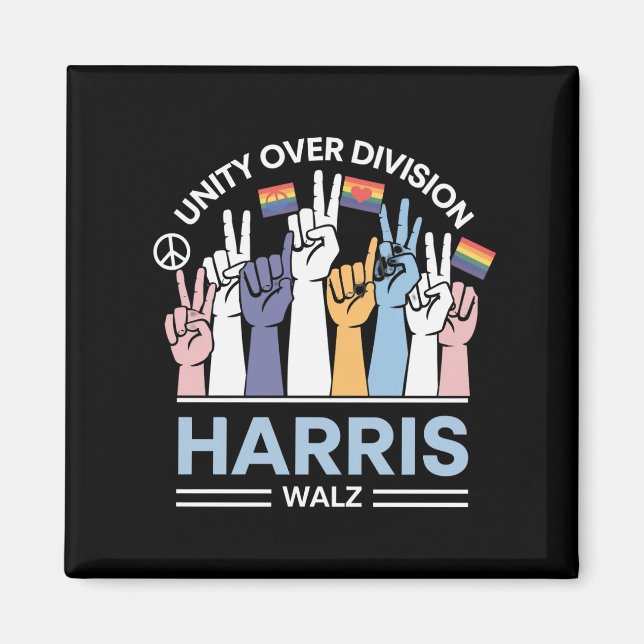 Harris Walz vals 2024 Enighet framför delning Magnet (Framsidan)