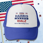 Harris Walz Vi ska inte tillbaka Keps<br><div class="desc">Med den här truckerkepsen stöder du Harris/ Walz kampanj biljett. Med stiliserade röda,  vita och blå stiliserade bokstäver i fet öga-som fångar mönster. Textbeskrivningen "Vi går inte tillbaka" är redigerbar.</div>