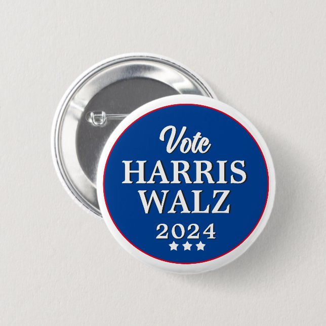 Harris Walz Vote 2024 Democrat-valknapp Knapp (Framsida & baksida)