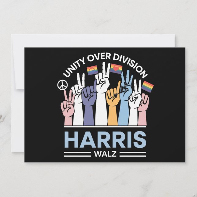Harris Walz Waltz 2024 Unity Over Division Inbjudningar (Framsida)