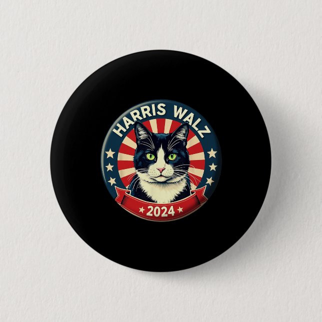 Harris Wheimer 2024 Funny Cat Election Kamala Harr Knapp (Framsida)