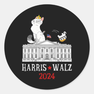 Harris Wheimer 2024 President Election Funny Cat L Runt Klistermärke