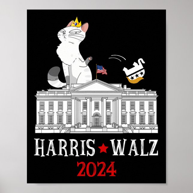Harris Won 2024 President Election Funny Cat Ladie Poster (Framsidan)