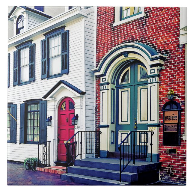 Harrisburg PA - Gata med amerikanska flaggan Kakelplatta (Framsidan)