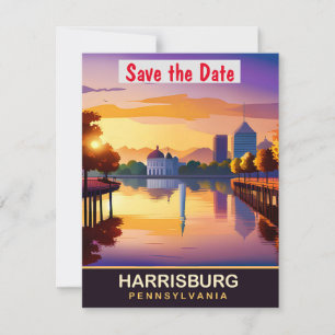 Harrisburg Pennsylvania Flod Bröllopsinbjudan Spara Datumet