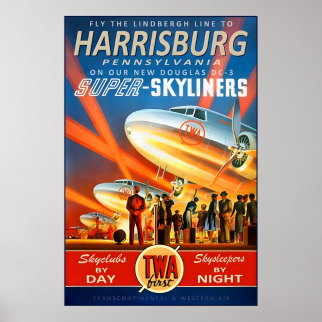 Harrisburg Pennsylvania Transcontinental & Western Poster (Framsidan)