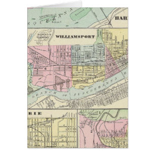 Harrisburg, Williamsport, Erie, Scranton Hälsningskort