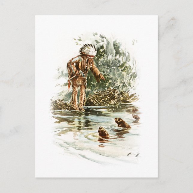 Harrison Fisher Sång från Hiawatha Red Indian Otte Vykort (Framsida)