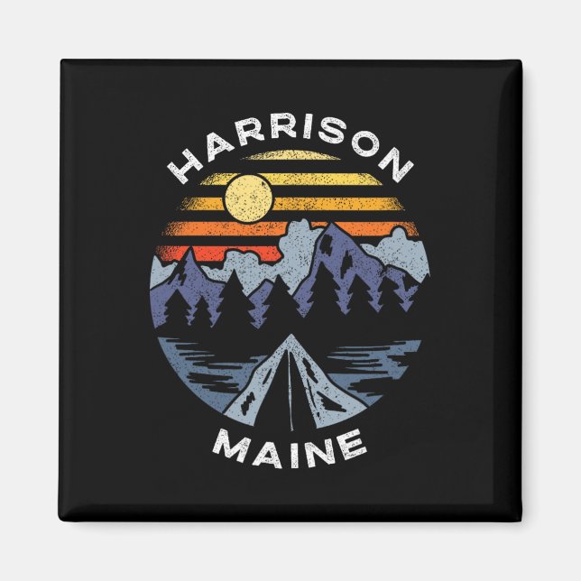 Harrison Maine Bergsemester Camping Souvenir Magnet (Framsidan)