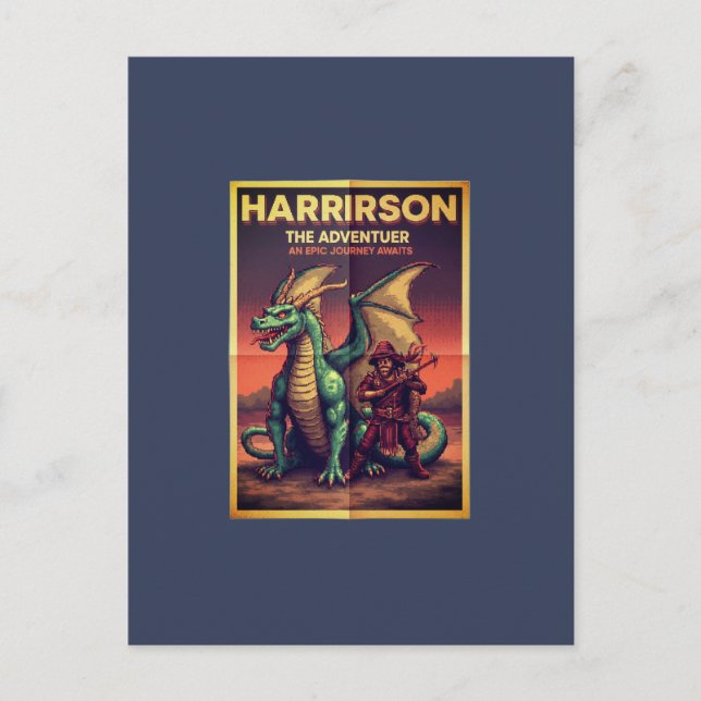 Harrison the Traveler – Äventyrsanda koncept Vykort (Framsida)