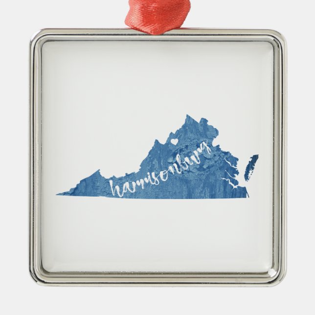 Harrisonburg Virginia Wood Grain Julgransprydnad Metall (Framsidan)