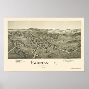Harrisville panorama- karta för WV - 1899 Poster