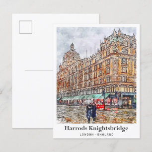 Harrods Knightsbridge London Travel Watercolor Vykort