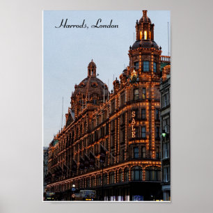 Harrods, London Night Ljus Poster