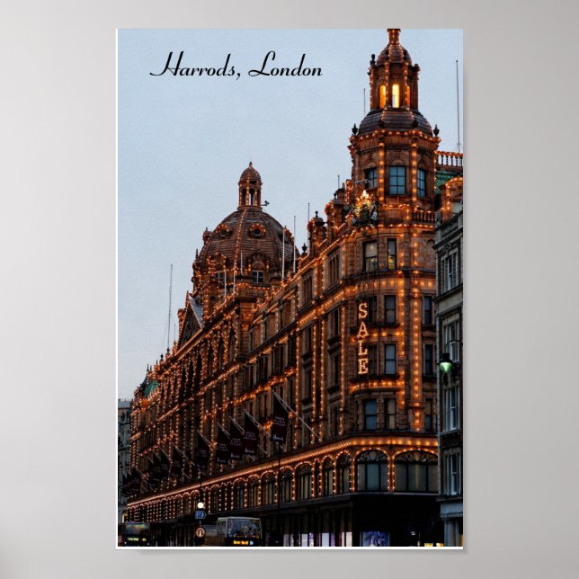 Harrods, London Night Ljus Poster (Framsidan)