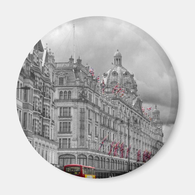 Harrods of Knightsbridge bw HDR Magnet (Framsidan)