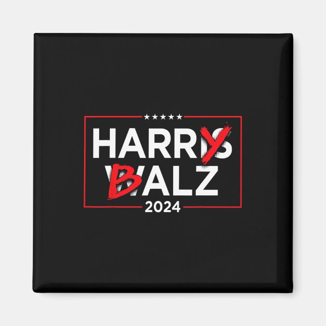 Harry B Kamala Harris och Tim W 2024 Magnet (Framsidan)