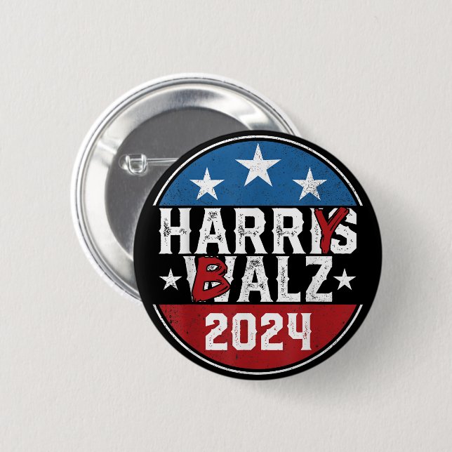 Harry Balz 2024, Funny Policy 2024, Harris Walz Knapp (Framsida & baksida)