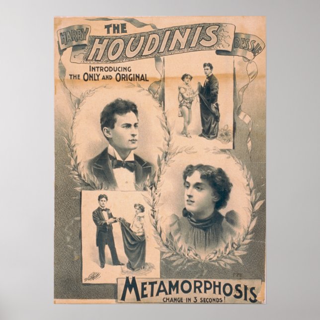 Harry & Bessie HOUDINI VAUDEVILLE Poster (Framsidan)