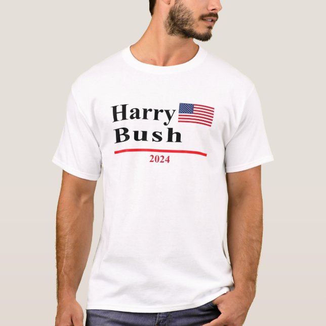 Harry Bush Funny Presidentval 2024 Parody T Shirt (Framsida)