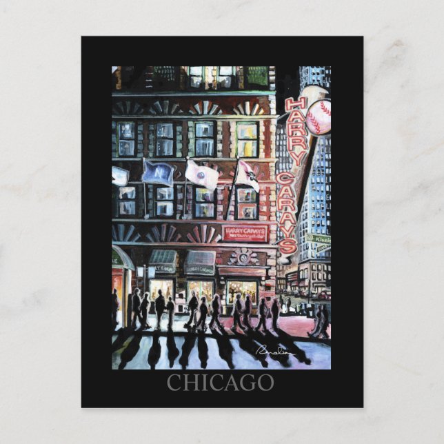 Harry Caray Chicago Art Randsom Art Vykort (Framsida)