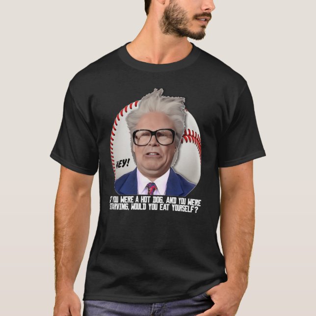 HARRY CARAY Hot Dog rolig T Shirt (Framsida)