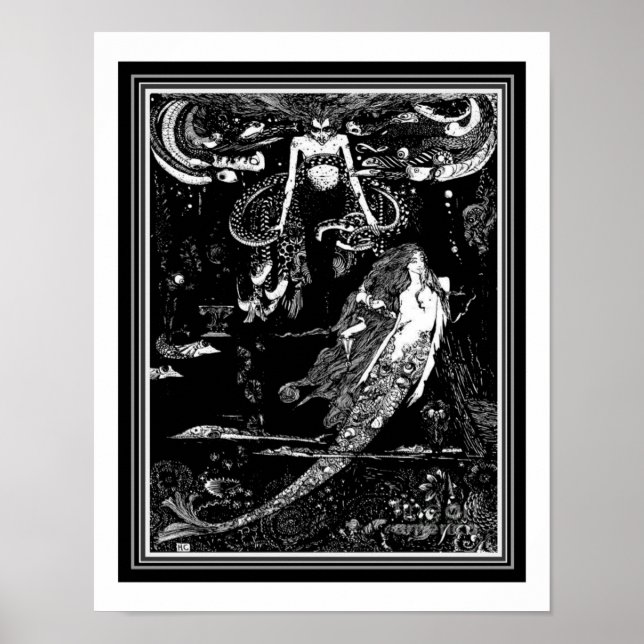 Harry Clarke Nouveau Print "Seawitch & Sjöjungfru" Poster (Framsidan)