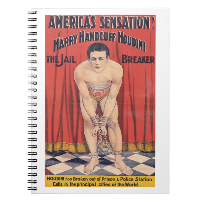 Harry Handcuff Houdini, fängelsebrytaren 1900 Anteckningsbok (Framsidan)