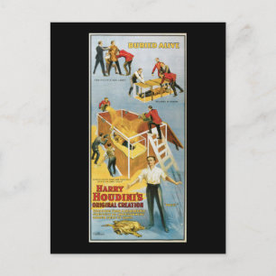 Harry Houdini, Buried Alive Vintage affisch, 1914 Vykort