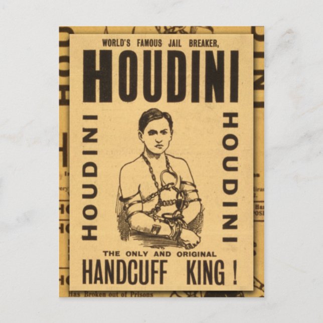 Harry Houdini, Handcuff Kung! Vykort (Framsida)