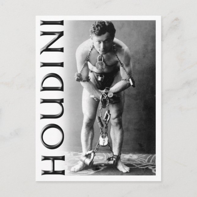 Harry Houdini i Chains Vykort (Framsida)