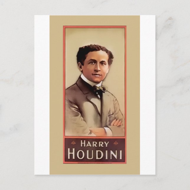 Harry Houdini Illusionist ~ Magician ~ Escapologis Vykort (Framsida)