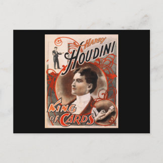 Harry Houdini Kung of Cards Vykort
