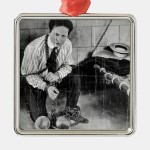Harry Houdini omkring till flykten från fängelse Julgransprydnad Metall