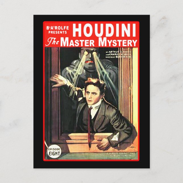 Harry Houdini Pulp Fiction Stil Illustration Vykort (Framsida)