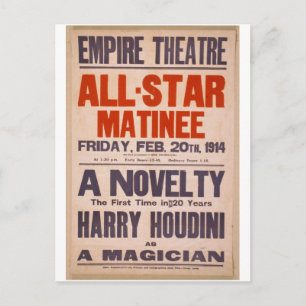 Harry Houdini, som "A Magician" Retro Theater Vykort
